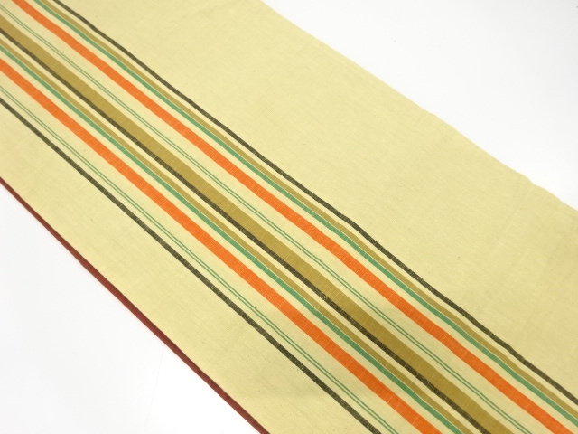 JAPANESE KIMONO / ANTIQUE FUKURO OBI / SILK / TSUMUGI / WOVEN STRIPE